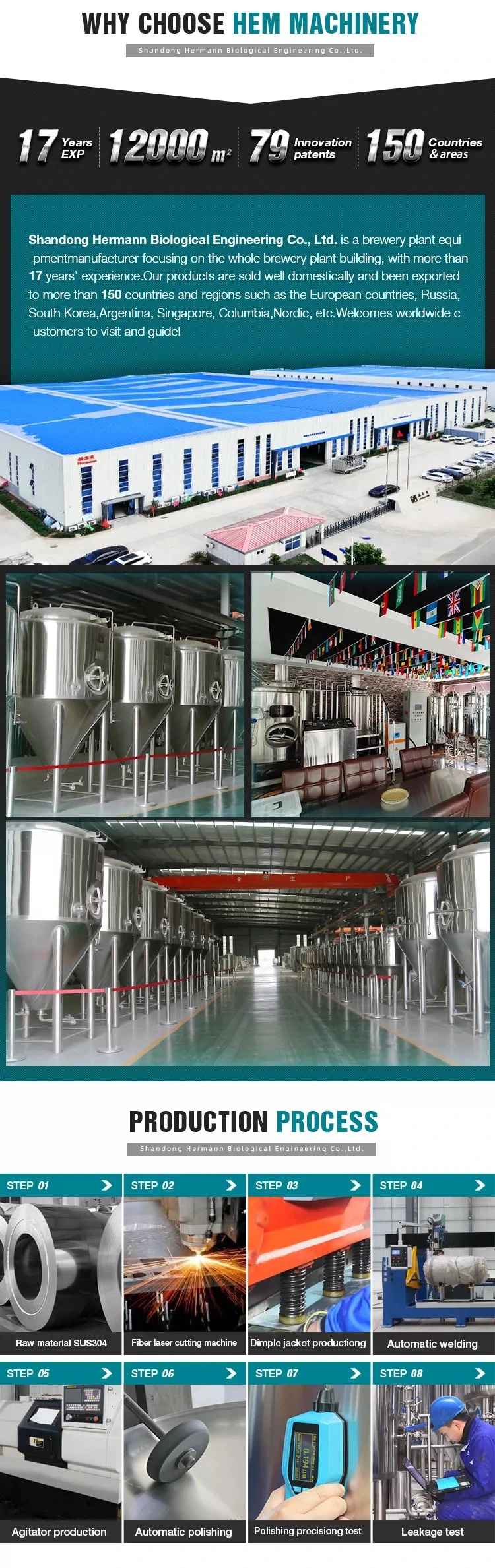 Automatic 500L 600L 700L 800L 900L 1000L Compact Beer Brewing System for Beer Production Equipment